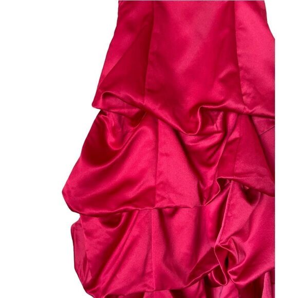 David’s Bridal Midi Red Dress Ruffle Size 10 - Picture 4 of 7